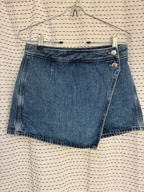 Madewell Blue Denim Wrap Mini Wrap Skort
